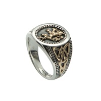 Image for Sterling Silver with 10K Yellow Gold Tapered Lion Rampant Large Ring