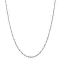 Image for Sterling Silver 2.25 mm Rhodium Plated Figaro Chain, 24 inch