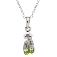 Image for Sterling Silver Diamond Enamel Dancing Shoes Pendant, Green