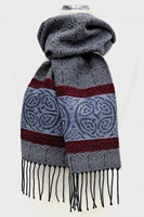 Calzeat Celtic Border Jacquard Scarf, Nordic Grey