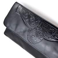 Image for Ciara Leather Clutch Bag with Strap, Black by Lee River