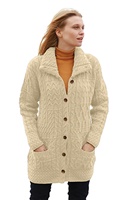 Image for Buttoned Funnel Neck Wool Cardigan, Merino White
