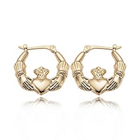 Image for Petite Claddagh Hoop Earrings 14K White Gold
