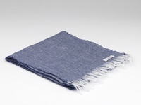 Image for Irish Linen Scarf Navy Herringbone