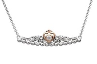 Image for Sterling Silver Trinity Princess Rose Gold Plate CZ Necklace