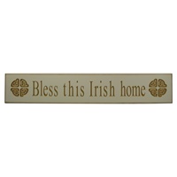 Image for Wooden Carved Wallboard "Bless This Irish Home" - White