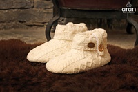 Image for Kids Aran Wool Slippers, White