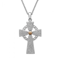 Image for Silver and 18k Gold  Bead Large Celtic Warrior Cross