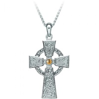 Image for Celtic Warrior Cross Sterling Silver and 18K Yellow Gold Bead - Medium