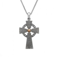 Image for Celtic Warrior Cross Antiqued Silver and Rose Gold Bead - medium