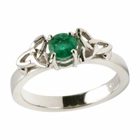 Image for 14K White Gold Celtic Trinity Knot Ring with Emerald