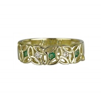 Image for 14K Yellow Gold Trinity Knot Ladies Ring with Diamond and Emerald