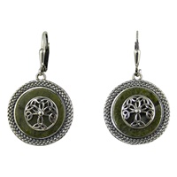 Image for Connemara Marble and Sterling Silver Tree of Life Surround Rope Earrings