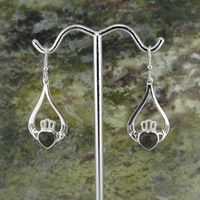 Image for Connemara Marble and Sterling Silver Claddagh Earrings