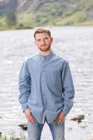 Image for Vintage Irish Cotton Grandfather Shirt, Blue/White Stripe