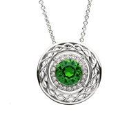 Image for Sterling Silver Swarovski Green/White Celtic Necklace