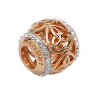 Image for Sterling Silver TD Rose Gold Trinity Heart Bead Encrusted with Swarovski Crystal