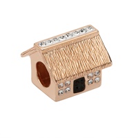 Image for Sterling Silver TD Rose Gold Cottage Bead Encrusted with Swarovski Crystal