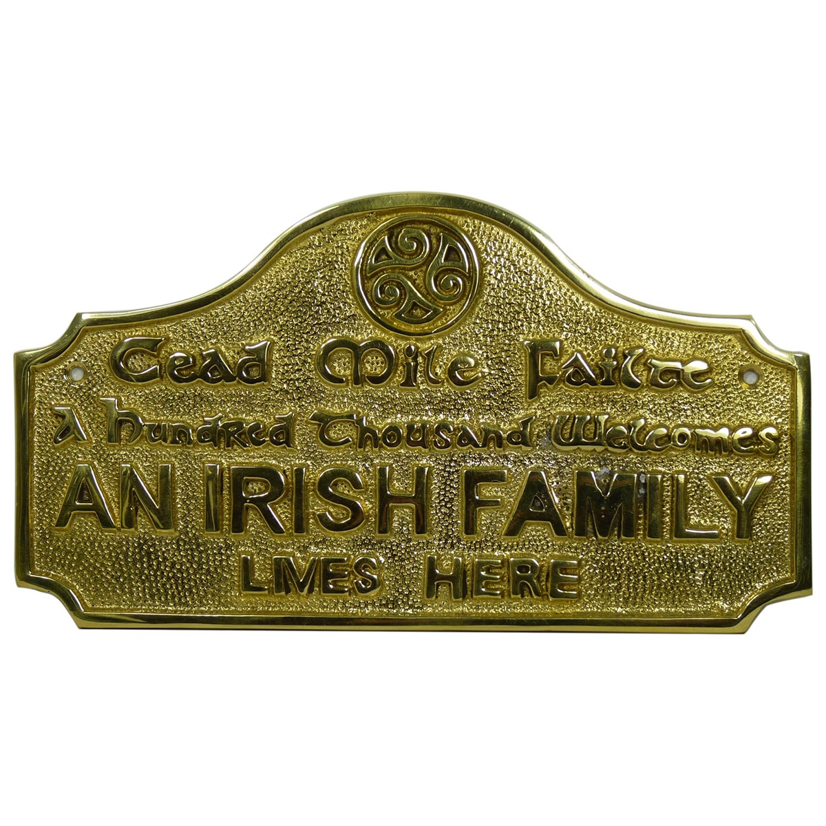 Cead Mile Failte an Irish Family Lives Here Brass Wall Plaque Irish