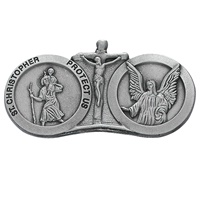 Image for St. Christopher with Guardian Angel Visor Clip