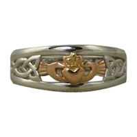 Image for Ladies 14K Two-Tone White and Rose Gold Claddagh Ring