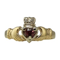 Image for Claddagh Ring with Garnet in Two Tone Gold