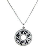 Image for Sterling Silver Grey Enamel with CZ Window To the Soul Pendant