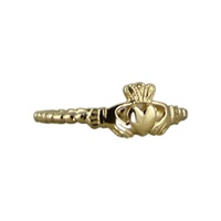 Image for 14K Gold Beaded Claddagh Ring