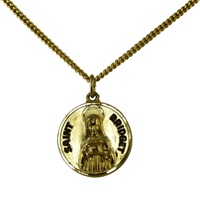 Image for Saint Bridget Gold Plated Pendant, Medium Round