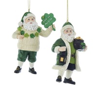 Image for Irish Santa Ornament, Shamrock Scarf