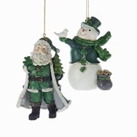 Image for Irish Santa Ornament, Long Green Coat