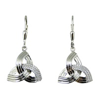 Image for Sterling Silver Tri-Layered Trinity Knot Leverback Earrings