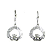 Image for Sterling Silver Tri-Layered Claddagh Leverback Earrings