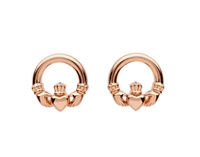 Image for Sterling Silver Claddagh Rose Gold Plated Stud Earrings