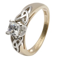 Image for Celtic Trinity Engagement Ring - Princess Cut .50 ct Genuine Diamond Ring