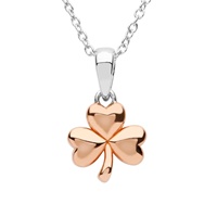 Image for Sterling Silver Rose Gold Plated Shamrock Pendant