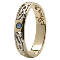 14K White Gold Ladies Sapphire and Diamonds Set Trinity Knot Wedding Ring