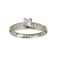 Image for White Gold Solitaire Ring Setting with Diamond Accents