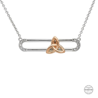 Image for Sterling Silver Trinity Knot Slider Rose Gold Swarovski Necklace