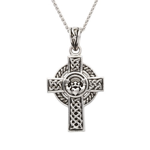 Precious Ireland Sterling Silver Celtic Cross with Trinity Detail Necklace  - Irish Jewelry | Irish Store | Tipperary Irish Importer | Celtic Jeweler