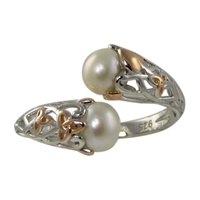 Image for Anu Sterling Silver Pearl and Rose Gold Trinity Knot Ring