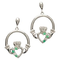 Image for Claddagh Pave Set Silver Earrings