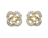 14K Yellow Gold Diamond Set Celtic Stud Earrings