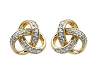 Image for 14K Yellow Gold Diamond Set Trinity Stud Earrings