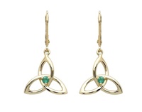 14K Yellow Gold Emerald Set Trinity Drop Earrings