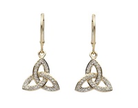 14K Yellow Gold Diamond Set Trinity Drop Earrings