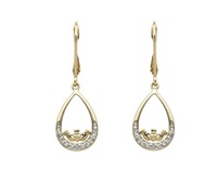 Image for 14K Yellow Gold Diamond Set Claddagh Teardrop Earrings