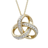 Image for 14K Yellow Gold Diamond Set Trefoil Knot Trinity Necklace