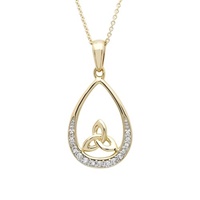 Image for 14K Yellow Gold Diamond Set Trinity Teardrop Necklace