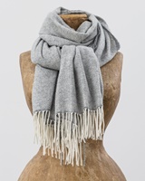 Image for Avoca Handweavers Cashmere Wool Sandymount Scarf, White/Grey